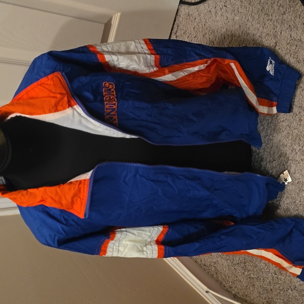 Starter, NY Knicks jacket, size XL, orange, white, blue